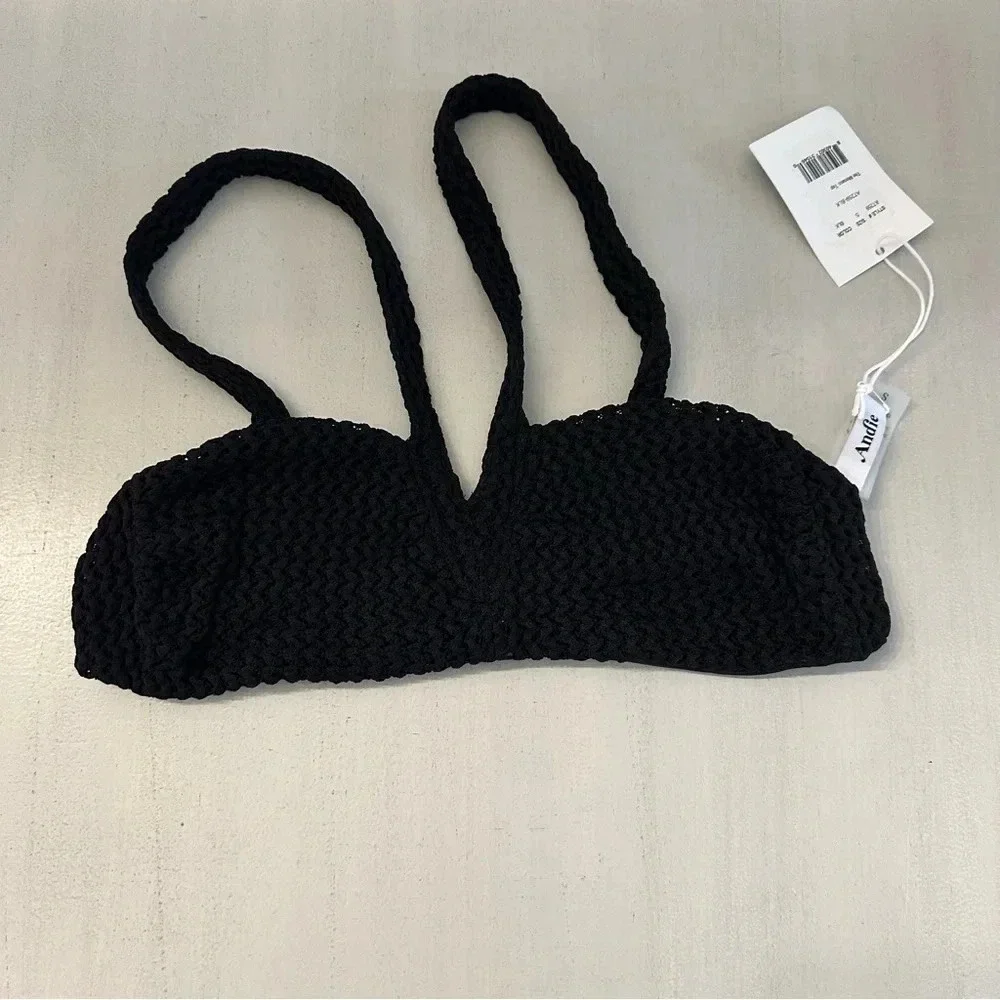 Andie Swim X Demi Moore The Monaco Top in Black Women's Bikini Size Small NWT